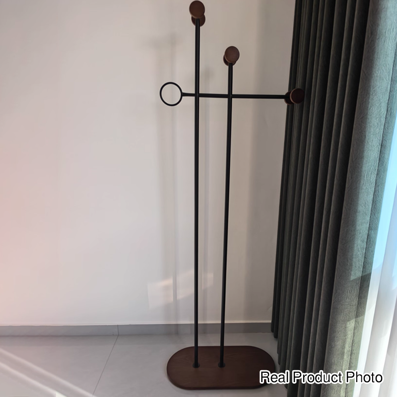Contemporary Retro Carbon Steel & Engineered Wood Irregular Hall Tree Space-Saving For Bedroom