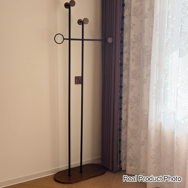 Contemporary Retro Carbon Steel & Engineered Wood Irregular Hall Tree Space-Saving For Bedroom