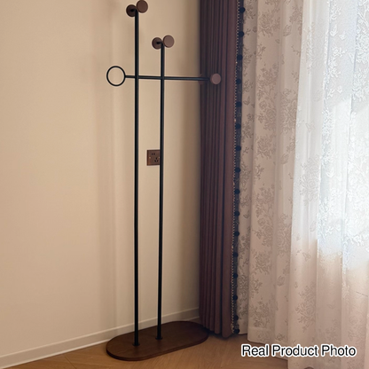 Contemporary Retro Carbon Steel & Engineered Wood Irregular Hall Tree Space-Saving For Bedroom