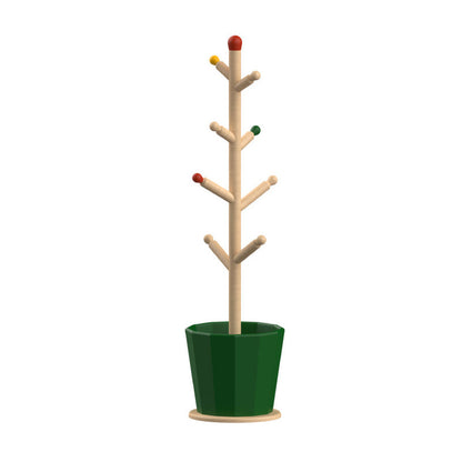 Contemporary Creative Solid Beech Wood Kids Coat Rack - Adjustable Height Children’s Floor Standing Clothes & Backpack Organizer Hall Tree For Bedroom