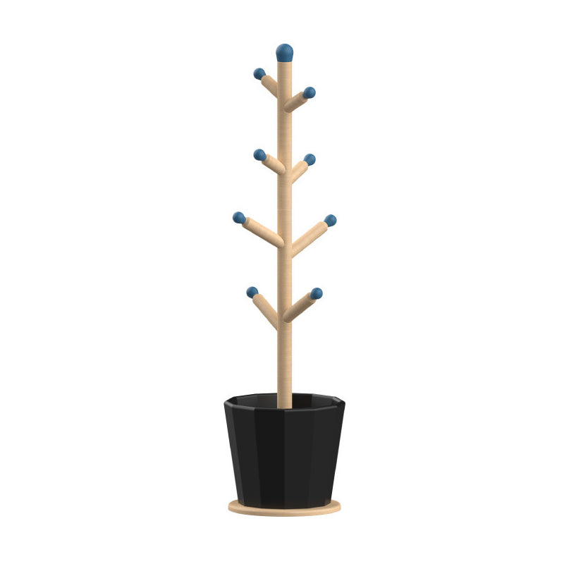 Contemporary Creative Solid Beech Wood Kids Coat Rack - Adjustable Height Children’s Floor Standing Clothes & Backpack Organizer Hall Tree For Bedroom