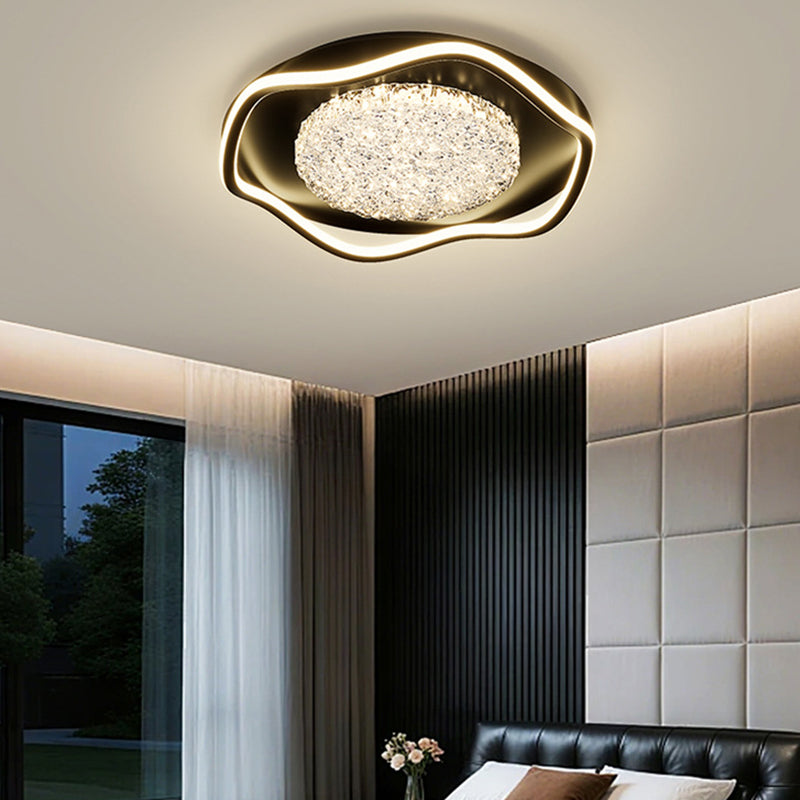 Modern Luxury Iron Aluminum Alloy Acrylic Aluminum Resin Petal LED Flush Mount Ceiling Light For Living Room Bedroom
