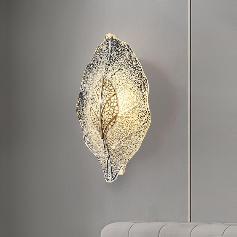 Modern Luxury Aluminum Carbon Steel Leaf Glass 1/3/5-Light Wall Sconce Lamp For Living Room & Bedroom