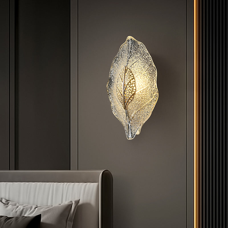 Modern Luxury Aluminum Carbon Steel Leaf Glass 1/3/5-Light Wall Sconce Lamp For Living Room & Bedroom