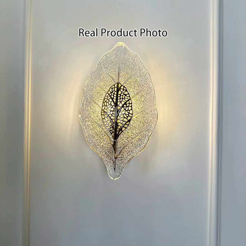 Modern Luxury Aluminum Carbon Steel Leaf Glass 1/3/5-Light Wall Sconce Lamp For Living Room & Bedroom