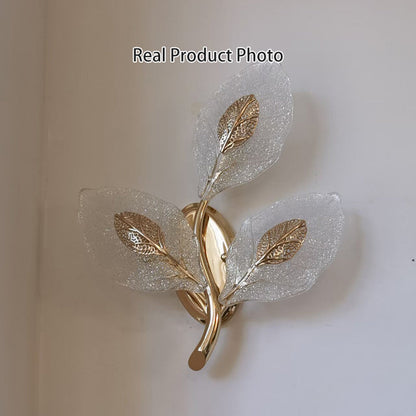 Modern Luxury Aluminum Carbon Steel Leaf Glass 1/3/5-Light Wall Sconce Lamp For Living Room & Bedroom
