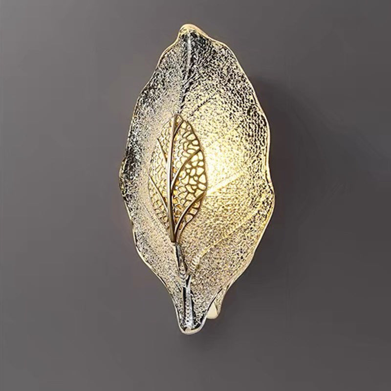 Modern Luxury Aluminum Carbon Steel Leaf Glass 1/3/5-Light Wall Sconce Lamp For Living Room & Bedroom
