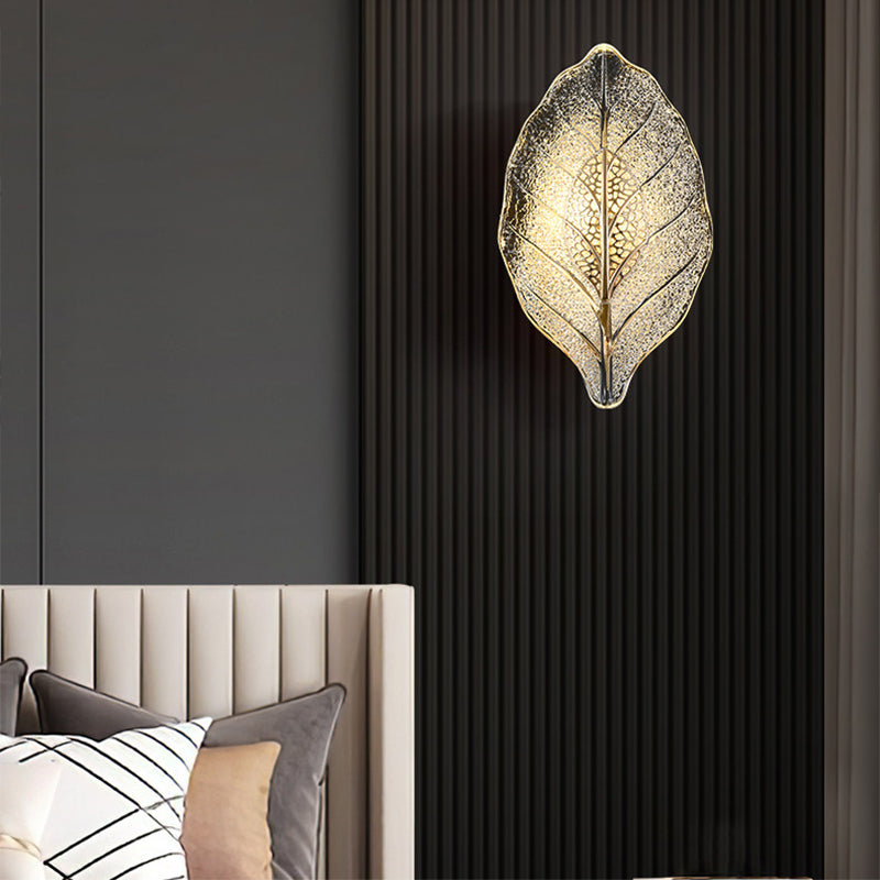 Modern Luxury Aluminum Carbon Steel Leaf Glass 1/3/5-Light Wall Sconce Lamp For Living Room & Bedroom