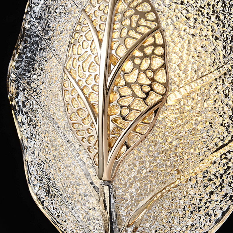 Modern Luxury Aluminum Carbon Steel Leaf Glass 1/3/5-Light Wall Sconce Lamp For Living Room & Bedroom