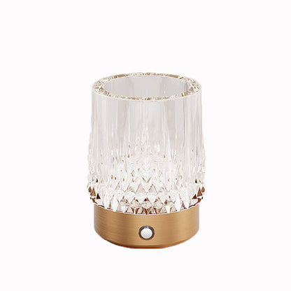 Diamond Glow Luxury Bedside Table Lamp - Acrylic & Aluminum Ambient Night Light Glacier & Warm Sun Collection
