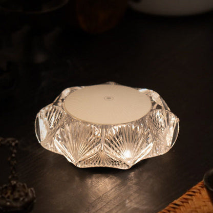 Modern Luxury Table Lamp USB Rechargeable - Glass & PC Touch Dimmable Shell-Inspired Bedside Lamp For Bedroom Tea Room Outdoor