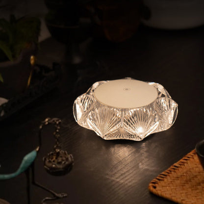 Modern Luxury Table Lamp USB Rechargeable - Glass & PC Touch Dimmable Shell-Inspired Bedside Lamp For Bedroom Tea Room Outdoor