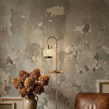 Modern Luxury Aluminum Alloy Iron Acrylic Standing Floor Lamp With Tray - Adjustable Lamp Touch Dimmable Ambient Light For Bedroom Living Room