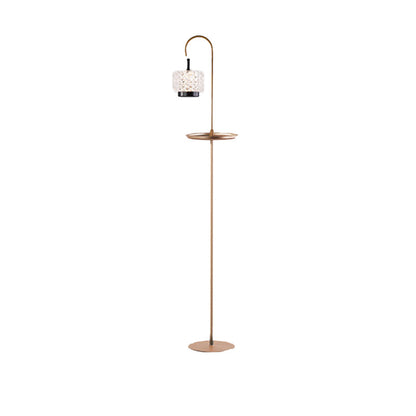 Modern Luxury Aluminum Alloy Iron Acrylic Standing Floor Lamp With Tray - Adjustable Lamp Touch Dimmable Ambient Light For Bedroom Living Room