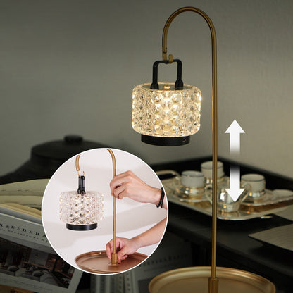 Modern Luxury Aluminum Alloy Iron Acrylic Standing Floor Lamp With Tray - Adjustable Lamp Touch Dimmable Ambient Light For Bedroom Living Room