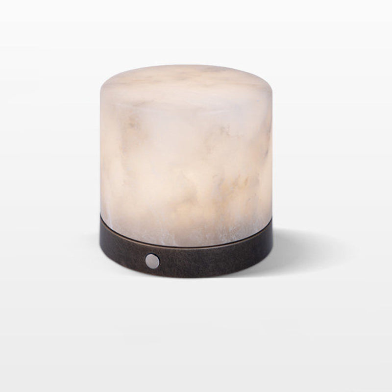 Contemporary Scandinavian Natural Marble Aluminum Alloy Table Lamp - Alabaster Ambient Bedside Lamp With Touch Dimming & USB Rechargeable Light