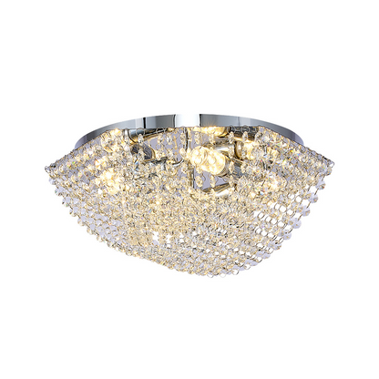 Modern Luxury Crystal Steel Round 4/6/9/12-Light Semi-Flush Mount Ceiling Light Chrome For Living Room Bedroom Dining Room