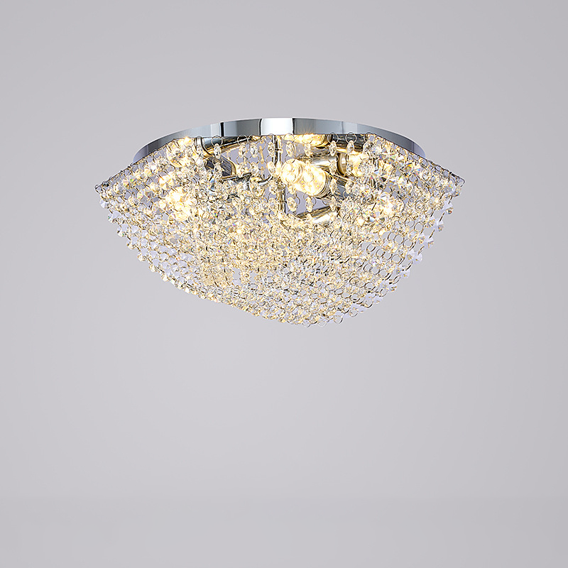 Modern Luxury Crystal Steel Round 4/6/9/12-Light Semi-Flush Mount Ceiling Light Chrome For Living Room Bedroom Dining Room