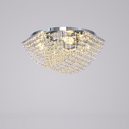 Modern Luxury Crystal Steel Round 4/6/9/12-Light Semi-Flush Mount Ceiling Light Chrome For Living Room Bedroom Dining Room
