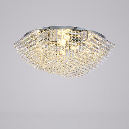 Modern Luxury Crystal Steel Round 4/6/9/12-Light Semi-Flush Mount Ceiling Light Chrome For Living Room Bedroom Dining Room