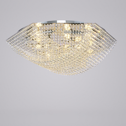 Modern Luxury Crystal Steel Round 4/6/9/12-Light Semi-Flush Mount Ceiling Light Chrome For Living Room Bedroom Dining Room