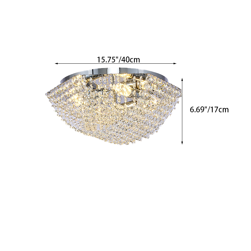 Modern Luxury Crystal Steel Round 4/6/9/12-Light Semi-Flush Mount Ceiling Light Chrome For Living Room Bedroom Dining Room