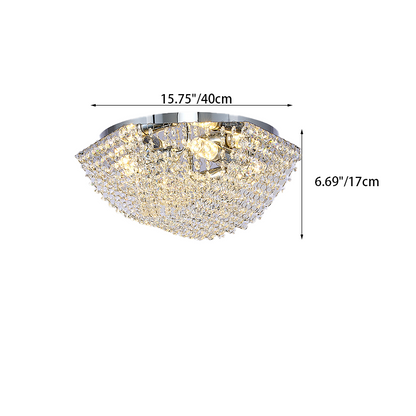 Modern Luxury Crystal Steel Round 4/6/9/12-Light Semi-Flush Mount Ceiling Light Chrome For Living Room Bedroom Dining Room