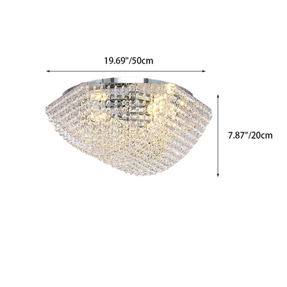Modern Luxury Crystal Steel Round 4/6/9/12-Light Semi-Flush Mount Ceiling Light Chrome For Living Room Bedroom Dining Room