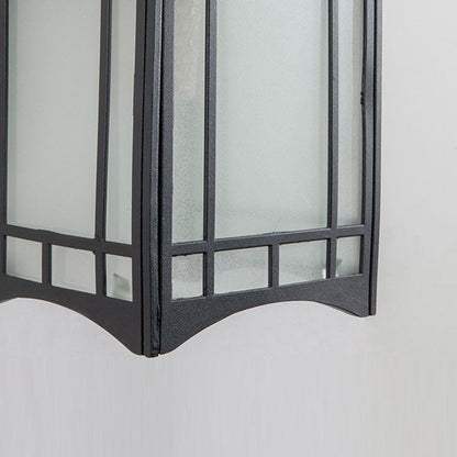 Traditional Chinese Waterproof Lantern Shaped Aluminum Glass 1-Light Outdoor Wall Sconce Lamp For Garden