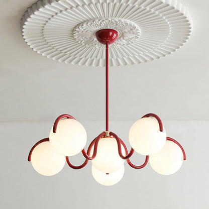 Contemporary Scandinavian Spherical Iron Glass 6-Light Chandelier For Bedroom
