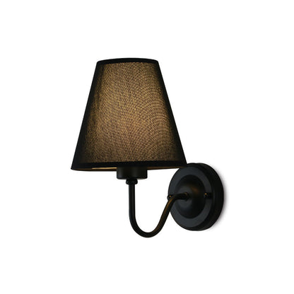 Traditional Vintage Dome Conical Iron Fabric 1-Light Wall Sconce Lamp For Bedroom