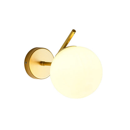 Modern Minimalist Spherical Iron Glass 1-Light Wall Sconce Lamp For Bedroom