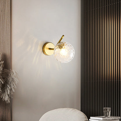 Modern Minimalist Spherical Iron Glass 1-Light Wall Sconce Lamp For Bedroom
