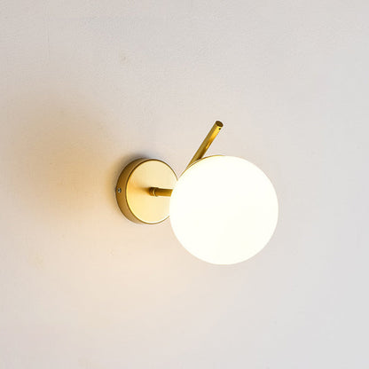Modern Minimalist Spherical Iron Glass 1-Light Wall Sconce Lamp For Bedroom