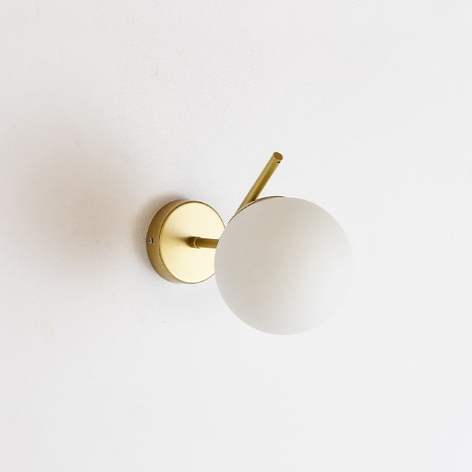 Modern Minimalist Spherical Iron Glass 1-Light Wall Sconce Lamp For Bedroom