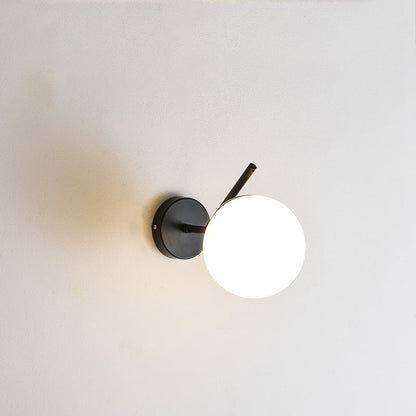 Modern Minimalist Spherical Iron Glass 1-Light Wall Sconce Lamp For Bedroom