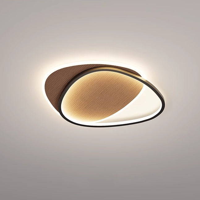 Traditional Vintage Irregular Round Iron Acrylic LED Flush Mount Ceiling Light For Bedroom