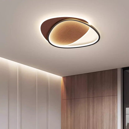 Traditional Vintage Irregular Round Iron Acrylic LED Flush Mount Ceiling Light For Bedroom