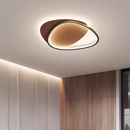 Traditional Vintage Irregular Round Iron Acrylic LED Flush Mount Ceiling Light For Bedroom