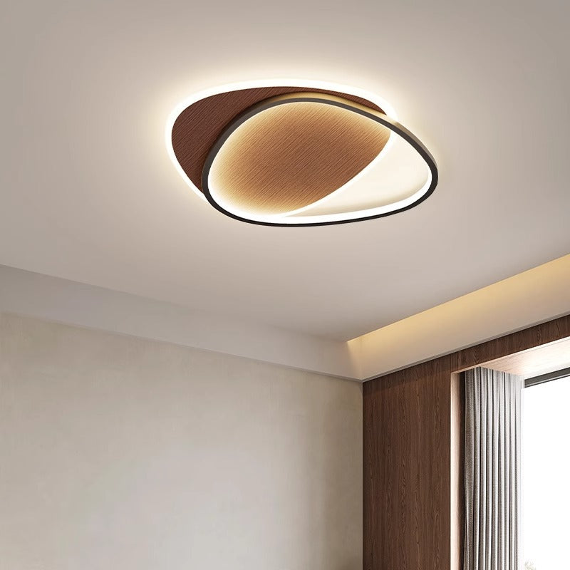 Traditional Vintage Irregular Round Iron Acrylic LED Flush Mount Ceiling Light For Bedroom