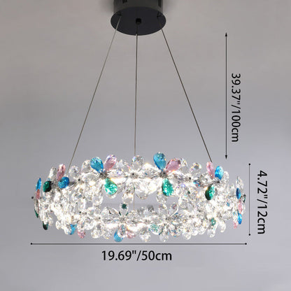 Contemporary Luxury Circular Wave Line Hardware Crystal LED Chandelier For Living Room