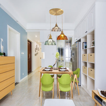 Contemporary Nordic Geometric Line Copper-Plated Glass 1/3-Light Pendant Light For Dining Room
