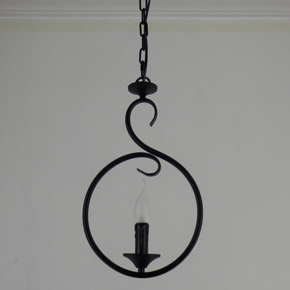 Modern Minimalist Circular Candle-Shaped Iron PVC 1-Light Pendant Light For Bedroom