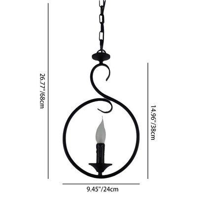 Modern Minimalist Circular Candle-Shaped Iron PVC 1-Light Pendant Light For Bedroom