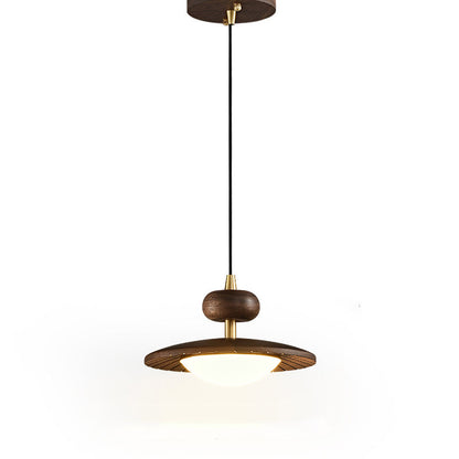 Traditional Vintage Round Disc Oval Iron Hardware Acrylic LED Pendant Light For Bedroom