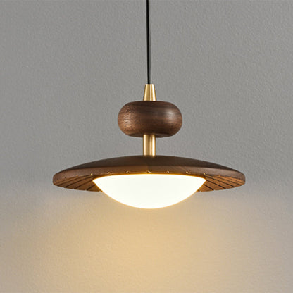 Traditional Vintage Round Disc Oval Iron Hardware Acrylic LED Pendant Light For Bedroom