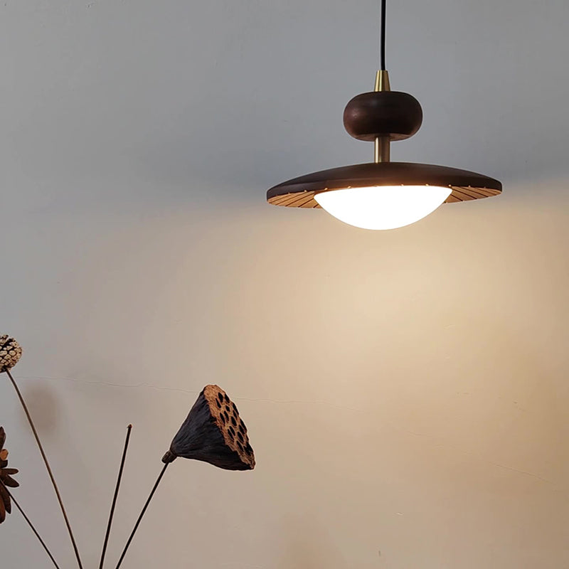 Traditional Vintage Round Disc Oval Iron Hardware Acrylic LED Pendant Light For Bedroom