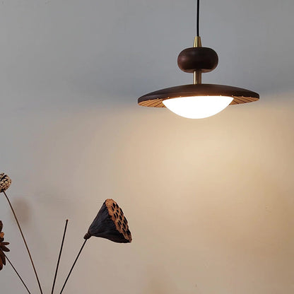 Traditional Vintage Round Disc Oval Iron Hardware Acrylic LED Pendant Light For Bedroom