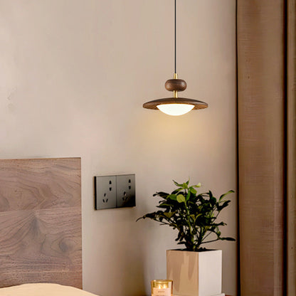 Traditional Vintage Round Disc Oval Iron Hardware Acrylic LED Pendant Light For Bedroom