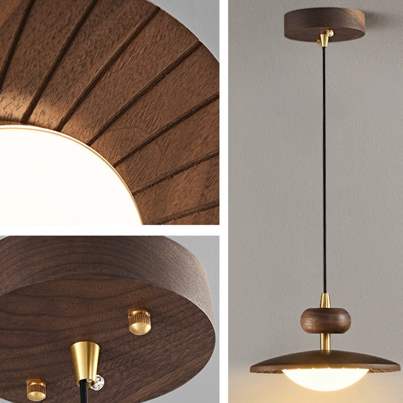 Traditional Vintage Round Disc Oval Iron Hardware Acrylic LED Pendant Light For Bedroom